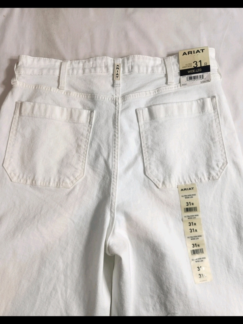 Ariat Wide Leg Jeans Women's Size 31 R White Ultra High Rise Stretch Crop NWT 54 - Picture 11 of 15